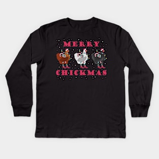 Merry Chickmas Chicken Kids Long Sleeve T-Shirt